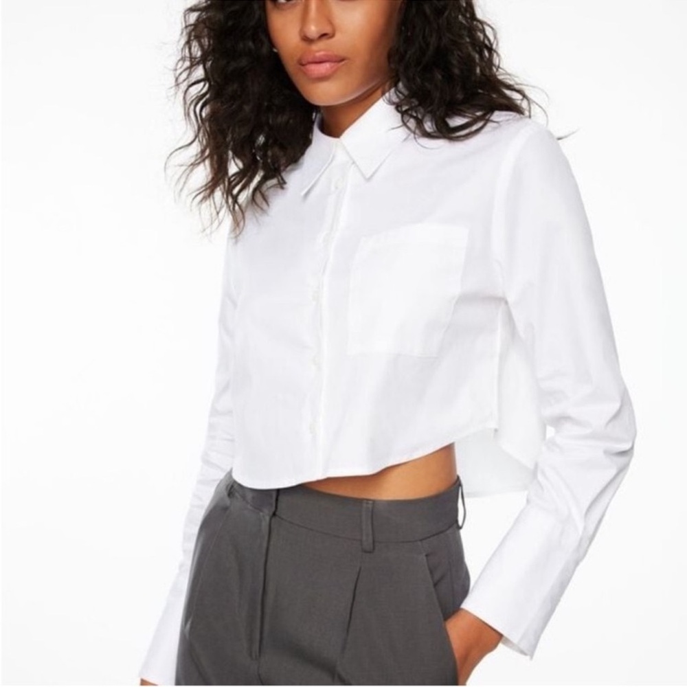 Cropped Poplin Button Up Shirt